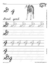 cursive alphabet worksheet gg goat gate